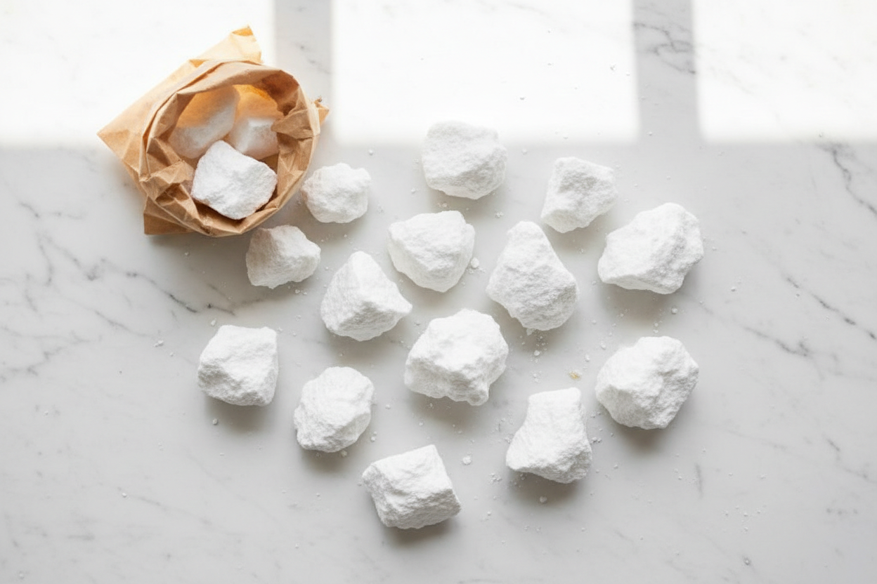 Flat lay starch chunks